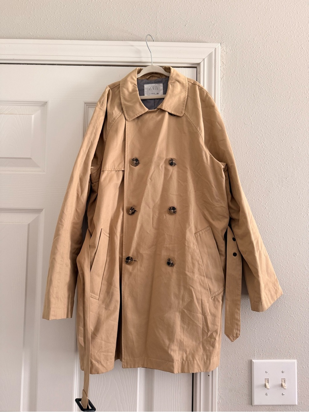 Zara Kids Tan Double-Breasted Trench Coat